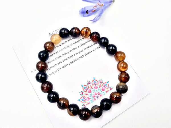 Coffee Agate Round Beaded Bangle, coffee agate, bangle