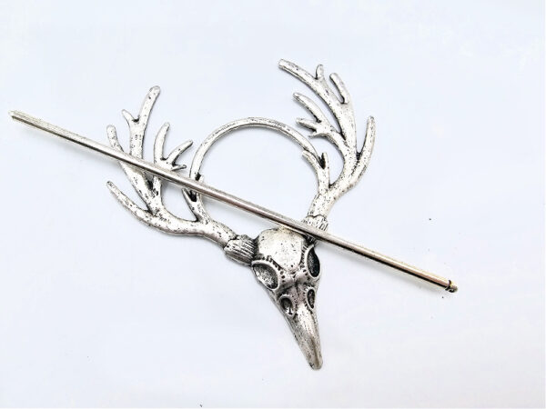 Elk Skull Hair Pin Round