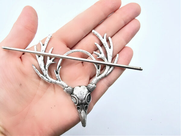 Elk Skull Hair Pin Round - Image 2