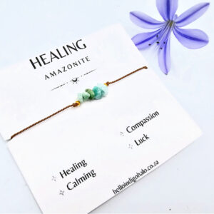 Amazonite Gem Chips String Bracelet, intention jewellery, manifesting jewellery