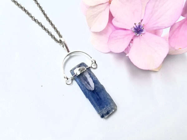 Kyanite & Clear Quartz Point Swivel Necklace