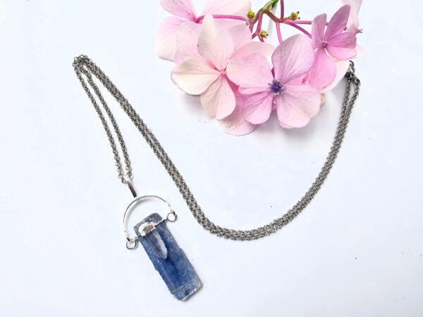 Kyanite & Clear Quartz Point Swivel Necklace - Image 2