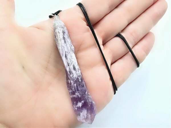 Long Rough Amethyst Crystal Point Necklace - Image 2