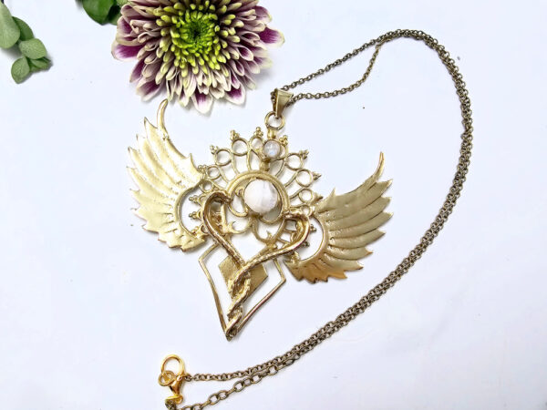 Winged Double Rainbow Moonstone Necklace - Image 2