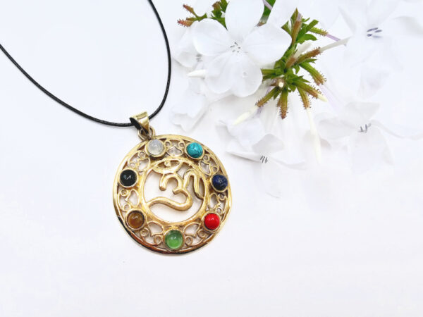 Om Chakra Gem Necklace Round (Brass)