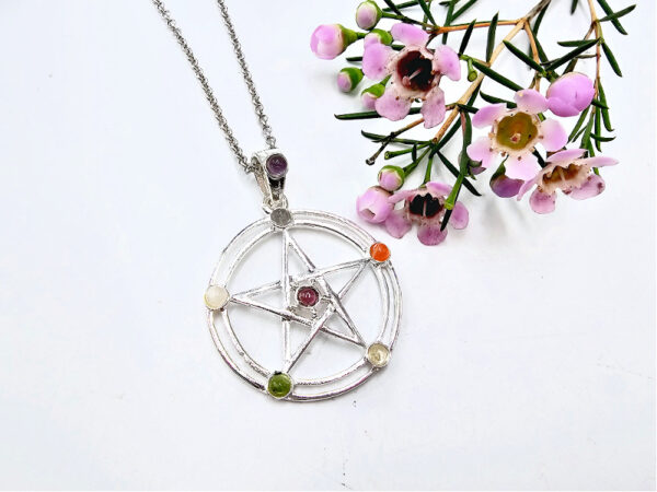 Pentagram Chakra Gemstone Necklace