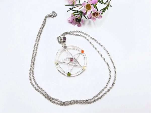 Pentagram Chakra Gemstone Necklace - Image 2