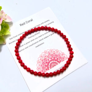 Red Coral Round Beaded Bangle, gemstone bangle, red coral jewellery