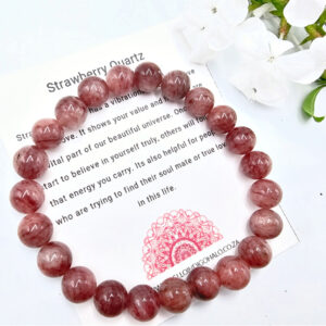 Strawberry Quartz Round Beaded Bangle, crystal bracelet, bracelet