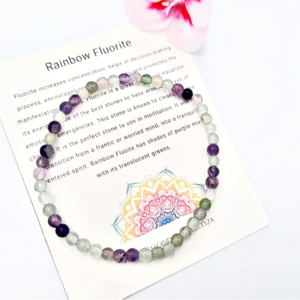 Rainbow Flourite round beaded bangle, gemstone bangle, bohemian jewellery