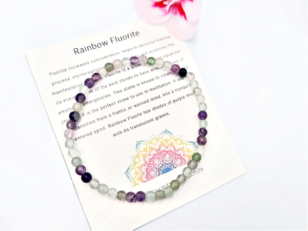 Rainbow Flourite round beaded bangle, gemstone bangle, bohemian jewellery