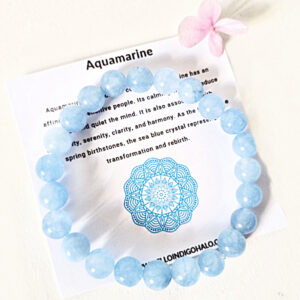 Aquamarine Round Beaded Bangle, gemstone bracelet, aquamarine jewellery