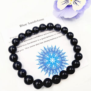 Blue Sandstone Round Beaded Bangle, polished beads crystal bracelet, South African jewellery