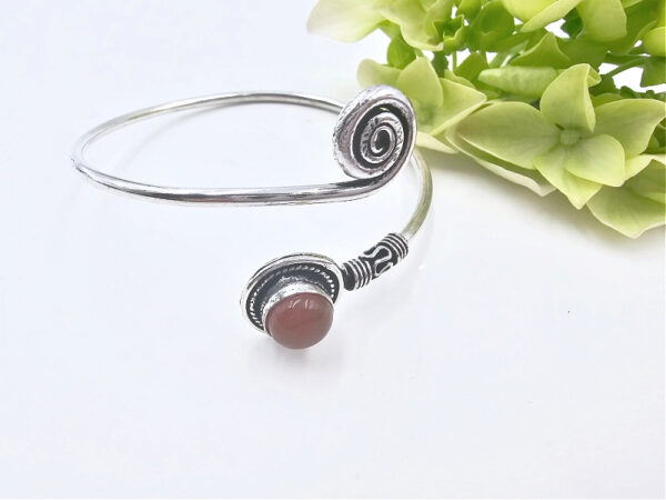 Swirl Bangle -  Carnelian (White Brass)