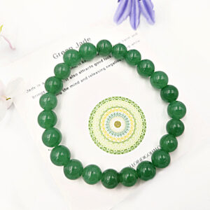 Green Jade Round Beaded Bangle, green jade, polished gem bracelet