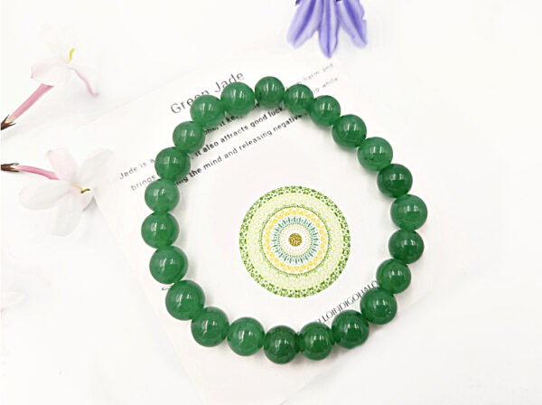 Green Jade Round Beaded Bangle, green jade, polished gem bracelet