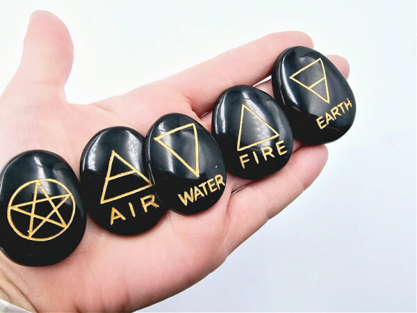 Black Agate 5 Elements Palm Stones - Image 2