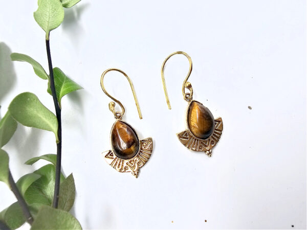 Tigers Eye Tribal Earrings