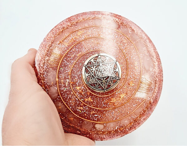 Rose Quartz Orgonite Charging Plate (13cm)