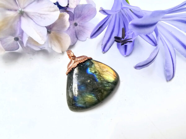 Labradorite Triangle Copper Pendant