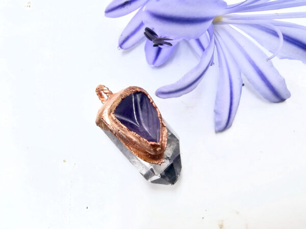 Clear Quartz & Amethyst Copper Pendant