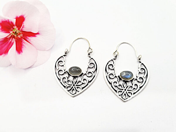 Labradorite Earrings Teardrop Flower