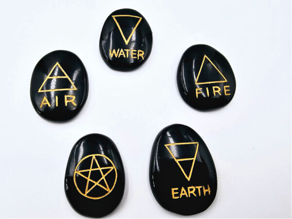 Black Agate 5 Elements Palm Stones