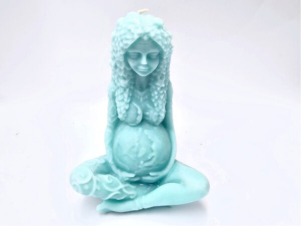 Mother Earth Gaia Blue Candle (14cm)