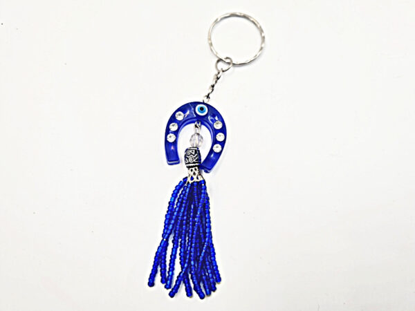 Blue Horse Shoe Evil Eye Key Ring