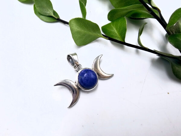 Triple Moon Lapis Lazuli Pendant (925 Silver)