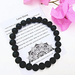 Lava Stone Round Beaded Bangle, black crystal bangle, South African jewellery