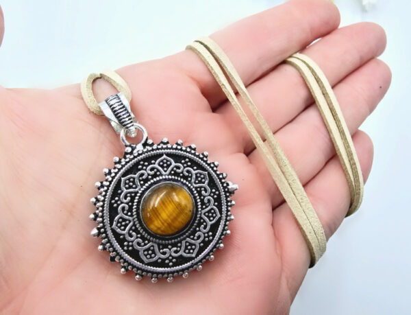 Tigers Eye Round Locket Necklace  (Opens) - Image 3