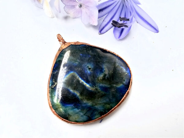 Labradorite Tear Shaped Copper Pendant