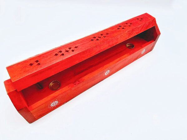 Incense Box  Wooden Horizontal Red Sun