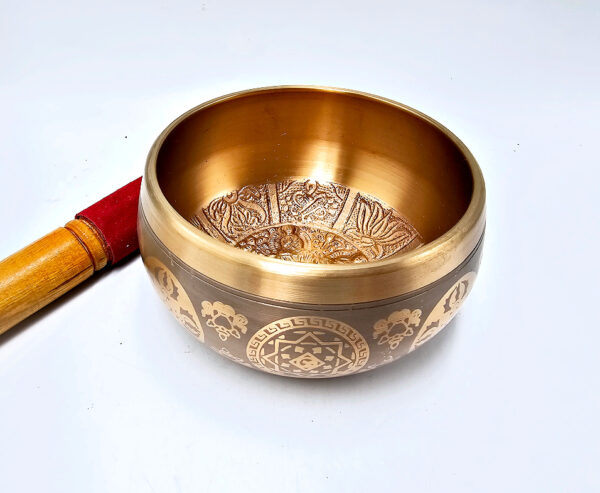 Brass Symbol Tibetan Singing Bowl (Medium)