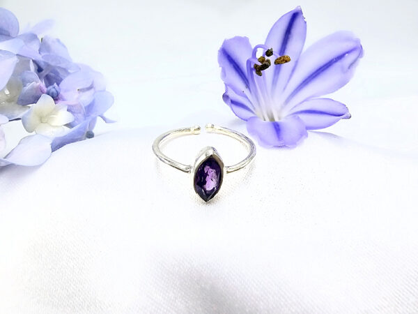 Amethyst Diamond Ring (925 Silver)