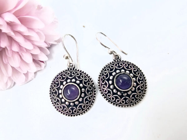 Bohemian Gemstone Earrings Amethyst