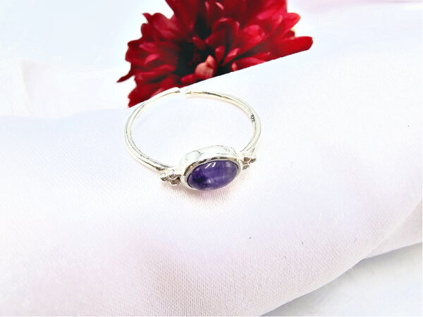 Amethyst Ring Oval Circles A (925 Silver)