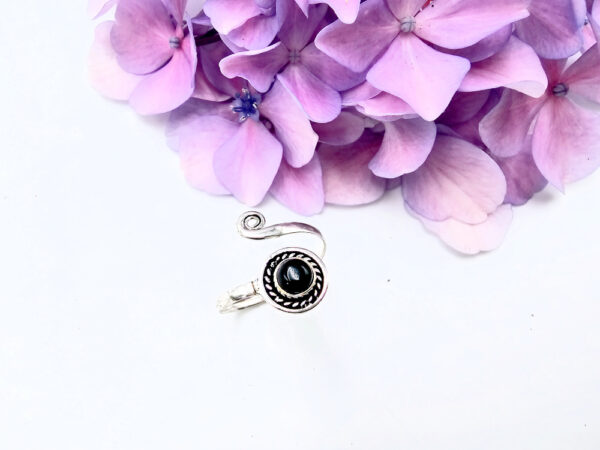 Black Onyx Spiral Ring