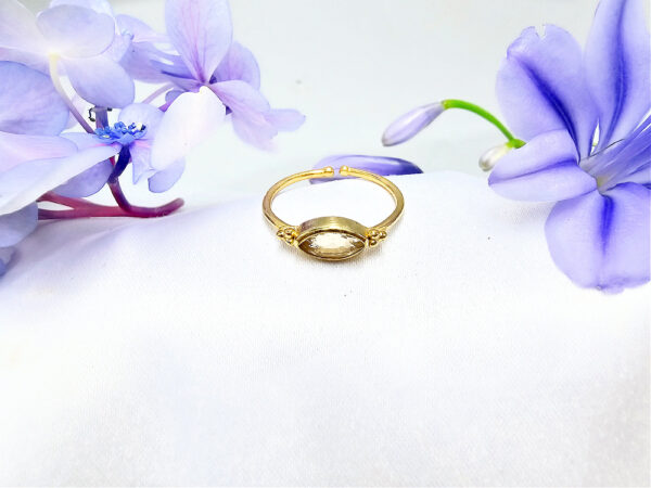 Brass Citrine Diamond Ring With Circles (Adjustable)