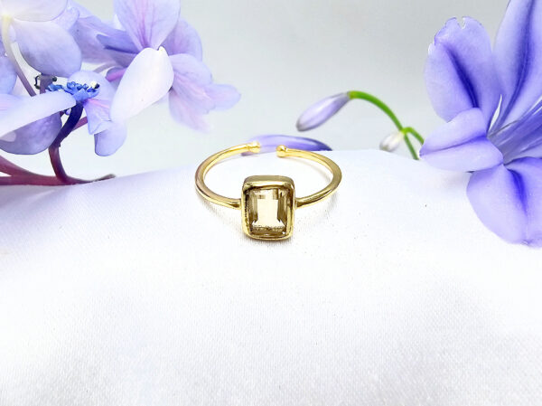 Brass Citrine Square Ring (Adjustable)