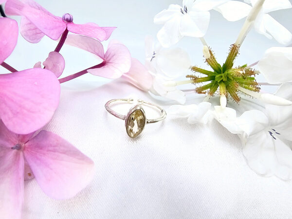 Citrine Diamond Ring (925 Silver)