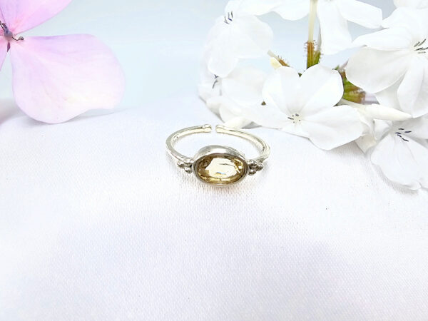 Citrine Oval Ring With Circles (925 Silver)