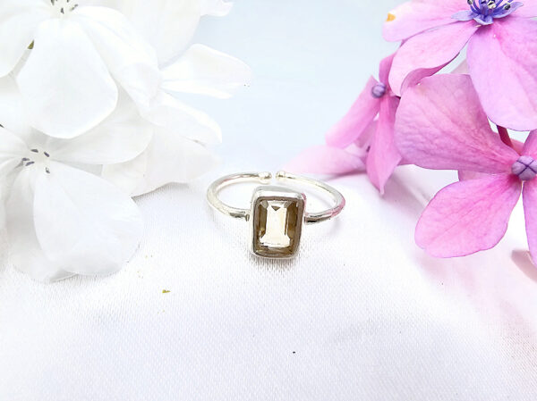 Citrine Square Ring (925 Silver)