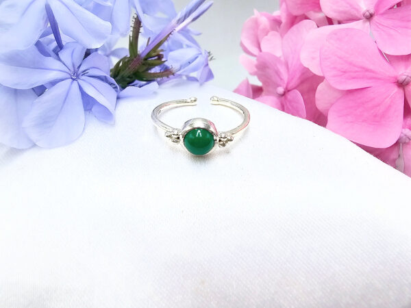 Green Jade Round Ring With Circles (925 Silver)