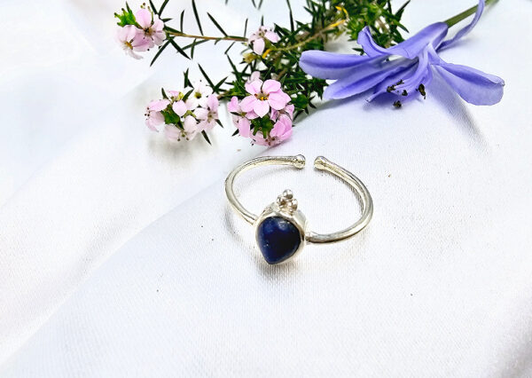 Lapis Lazuli Tear Ring With Circles (925 Silver)