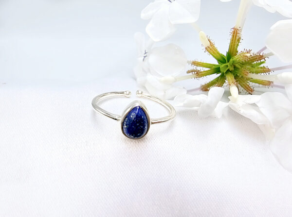 Lapis lazuli Tear Ring (925 Silver)