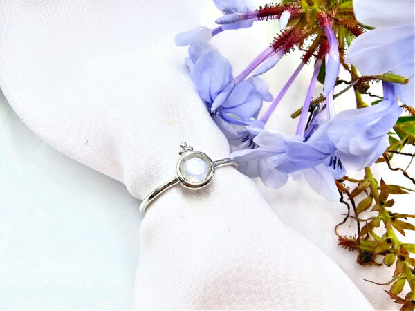 Moonstone Ring Round Circles (925 Silver)