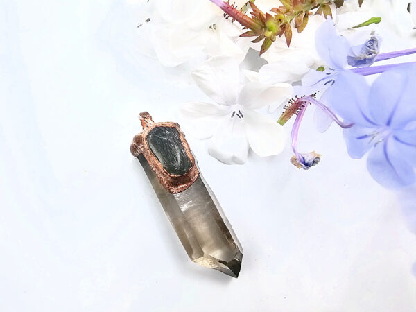 Smoky Quartz Copper Pendant With Moldavite