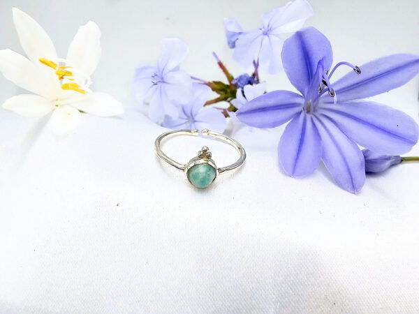 Amazonite Round Ring With Dots (925 Silver)